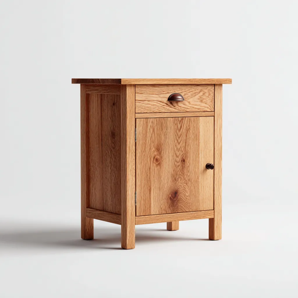 Cassettiera in legno con 1 cassetto e 1 anta 45x35x70 cm - legno naturale - design classico - per camera da letto-Styleive