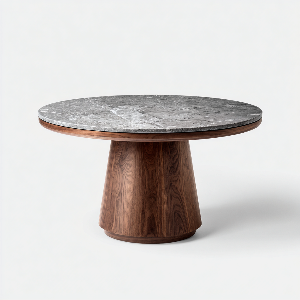 Tavolo da pranzo marmo-legno 120x120x75 cm grigio-marrone design moderno-Styleive