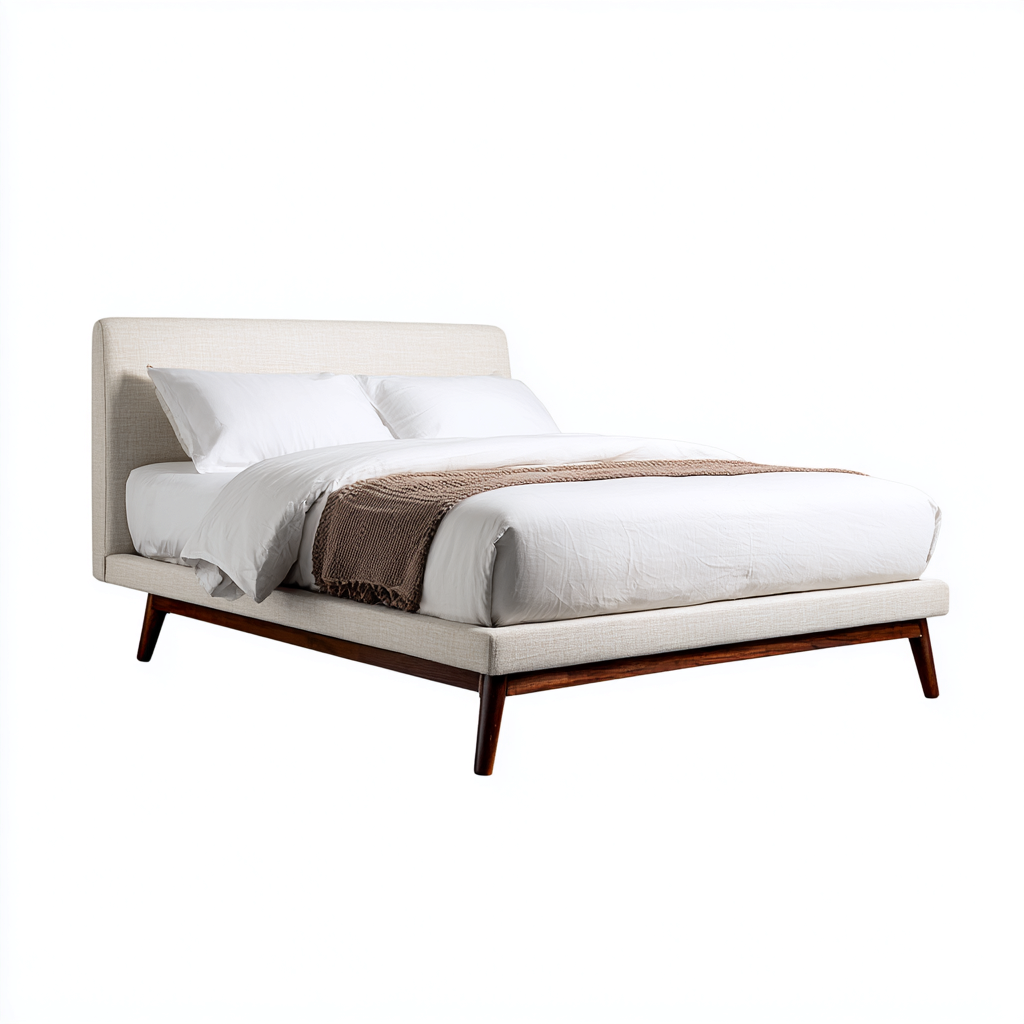 Letto matrimoniale tessuto-legno 205x160x100 cm beige design moderno-Styleive