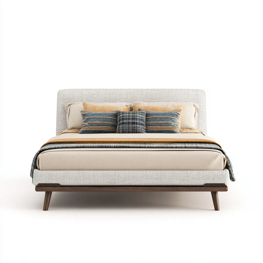 Letto matrimoniale imbottito 212x168x105 cm beige-legno scuro design moderno-Styleive