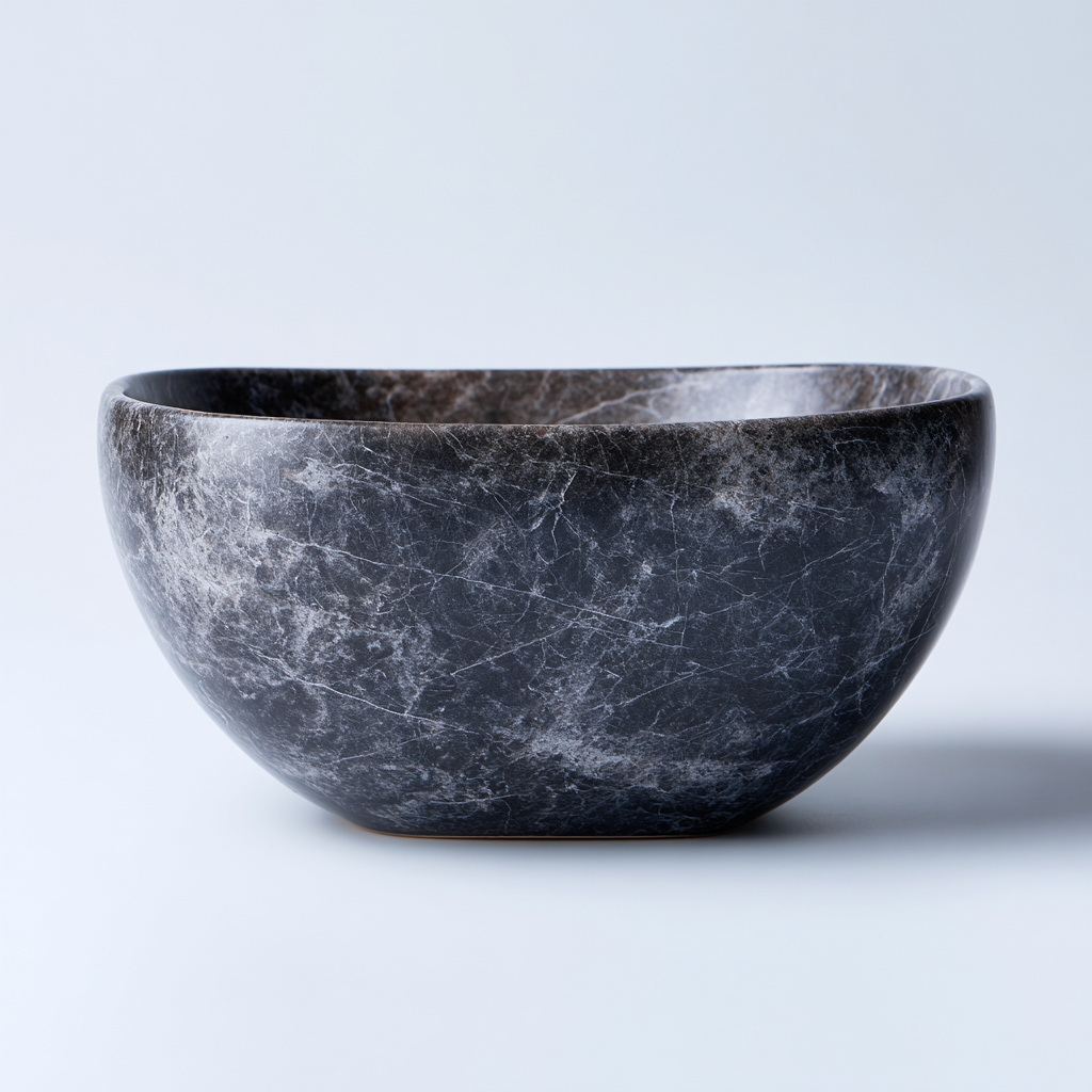 Lavabo pietra 40x40x15 cm nero design moderno-Styleive