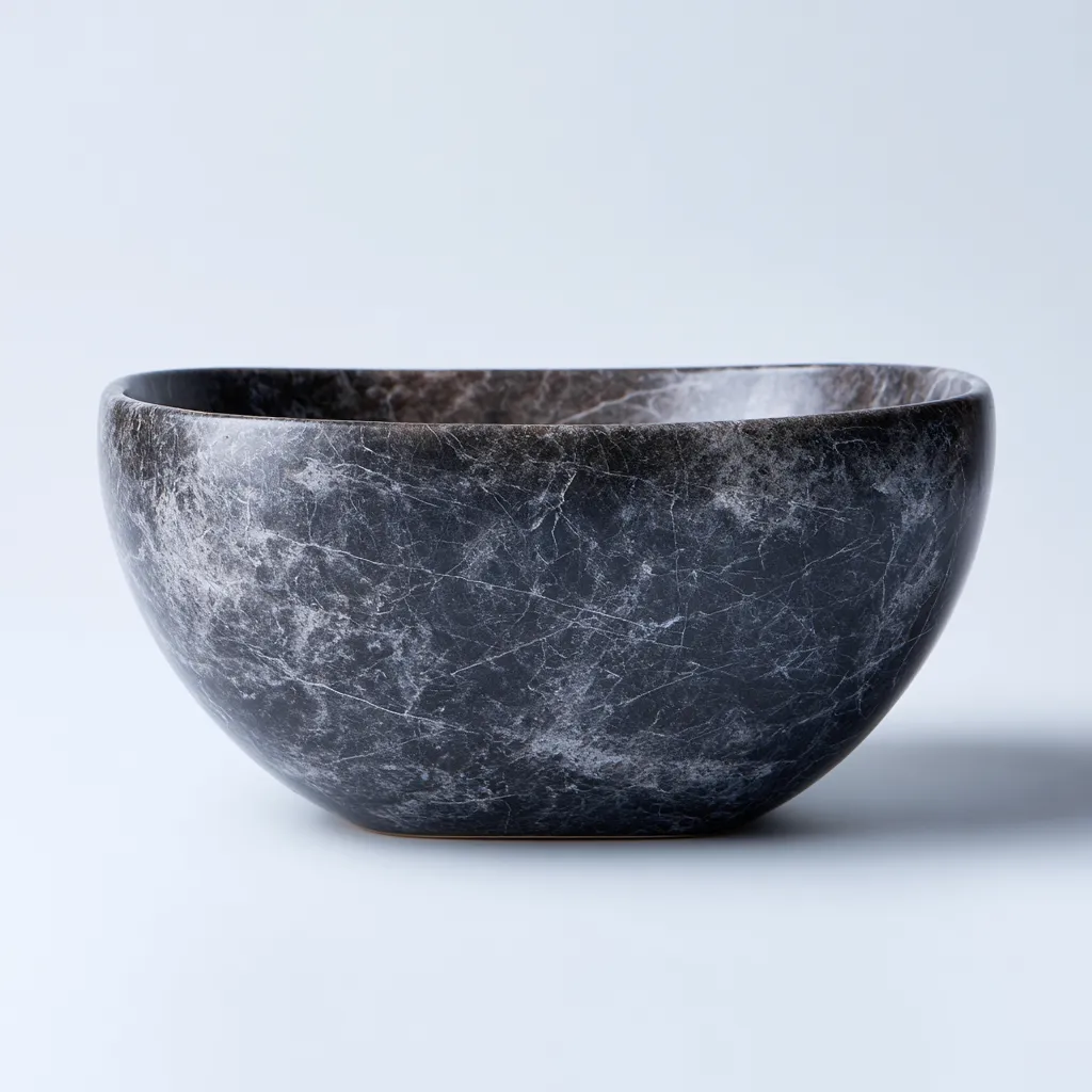 Lavabo pietra 40x40x15 cm nero design moderno-Styleive