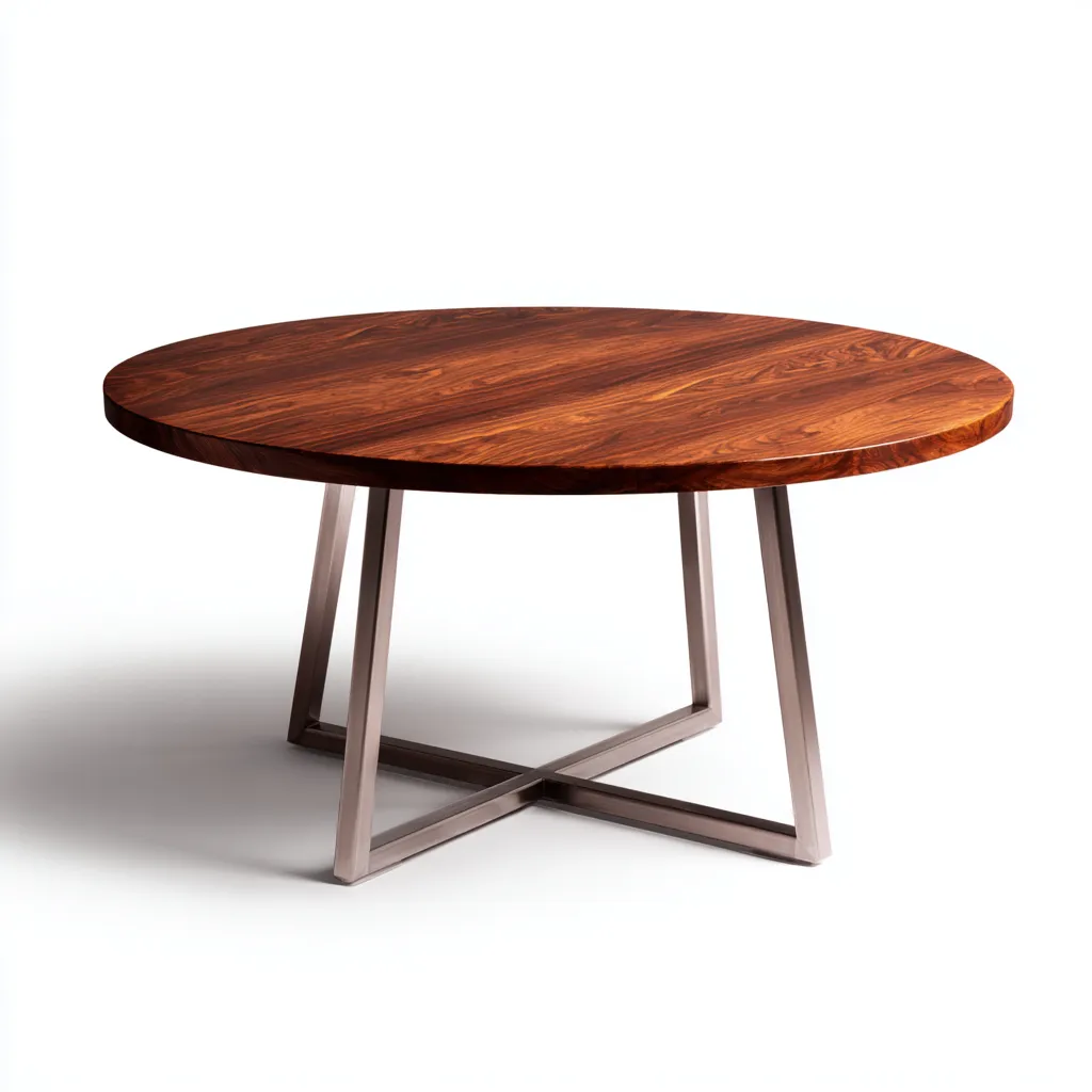 Tavolo da pranzo in legno e metallo 150x150x75 cm - marrone-argento - design moderno-Styleive