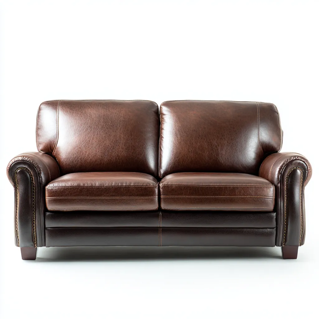 Divano a due posti pelle 185x90x85 cm marrone design classico-Styleive