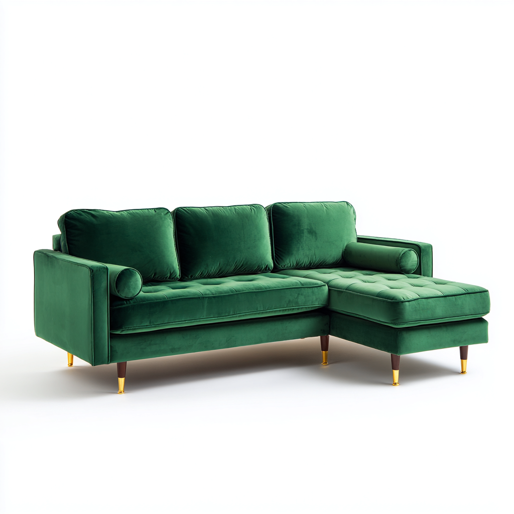 Divano angolare velluto 225x148x87 cm - verde - design moderno-Styleive