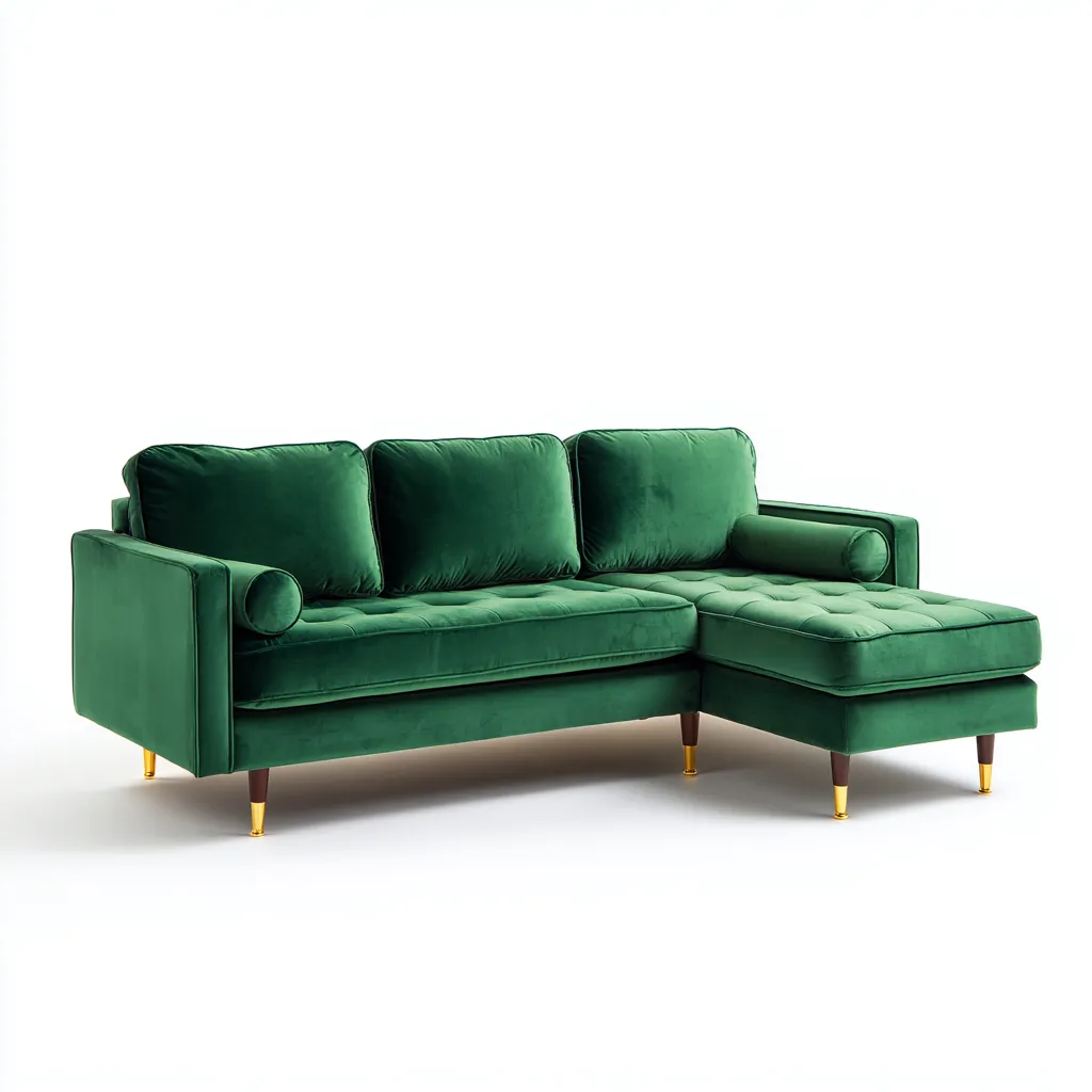 Divano angolare velluto 225x148x87 cm - verde - design moderno-Styleive