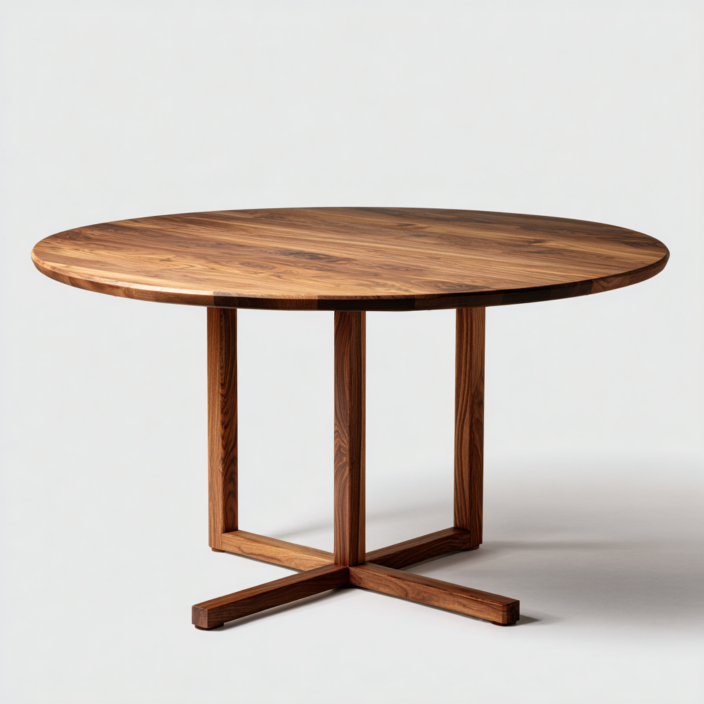 Tavolo da pranzo in legno massello con base a croce 150x150x75 cm - marrone scuro - design moderno - per sala da pranzo-Styleive