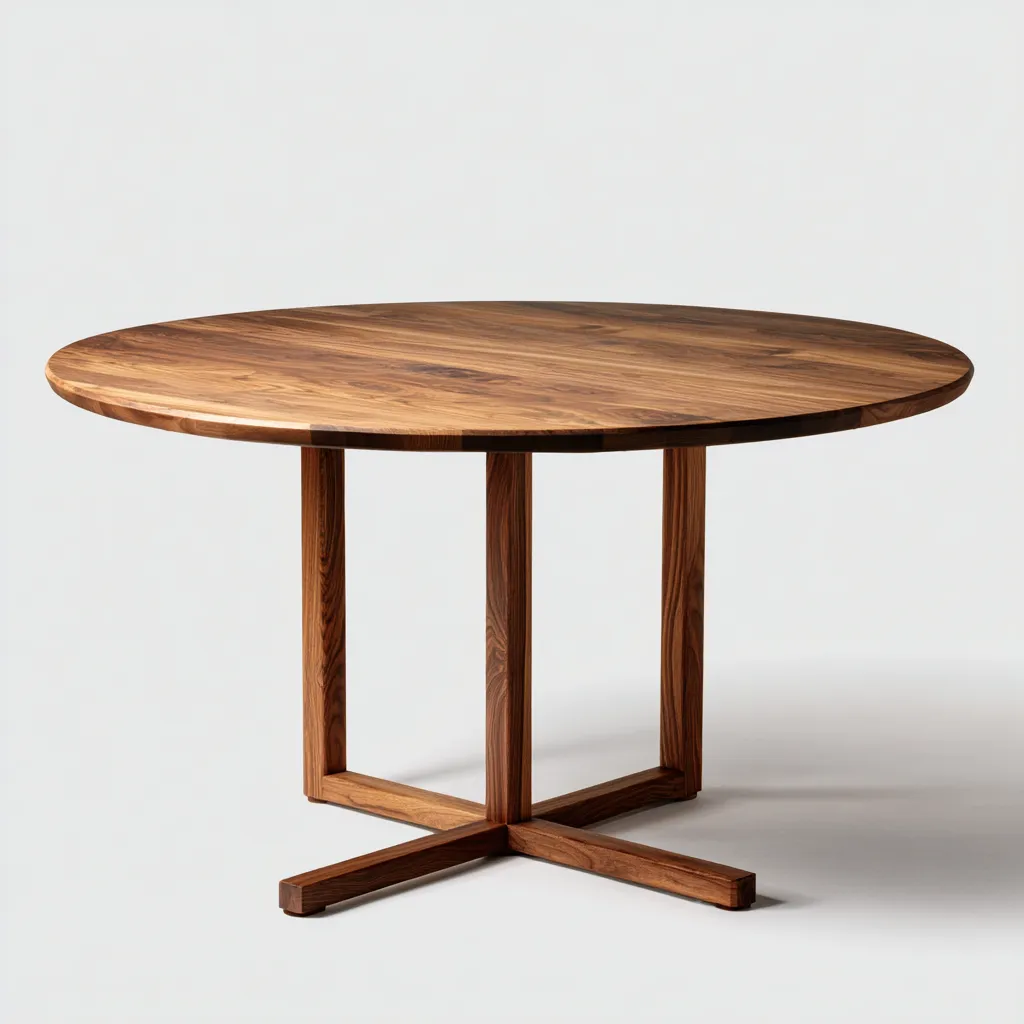 Tavolo da pranzo in legno massello con base a croce 150x150x75 cm - marrone scuro - design moderno - per sala da pranzo-Styleive