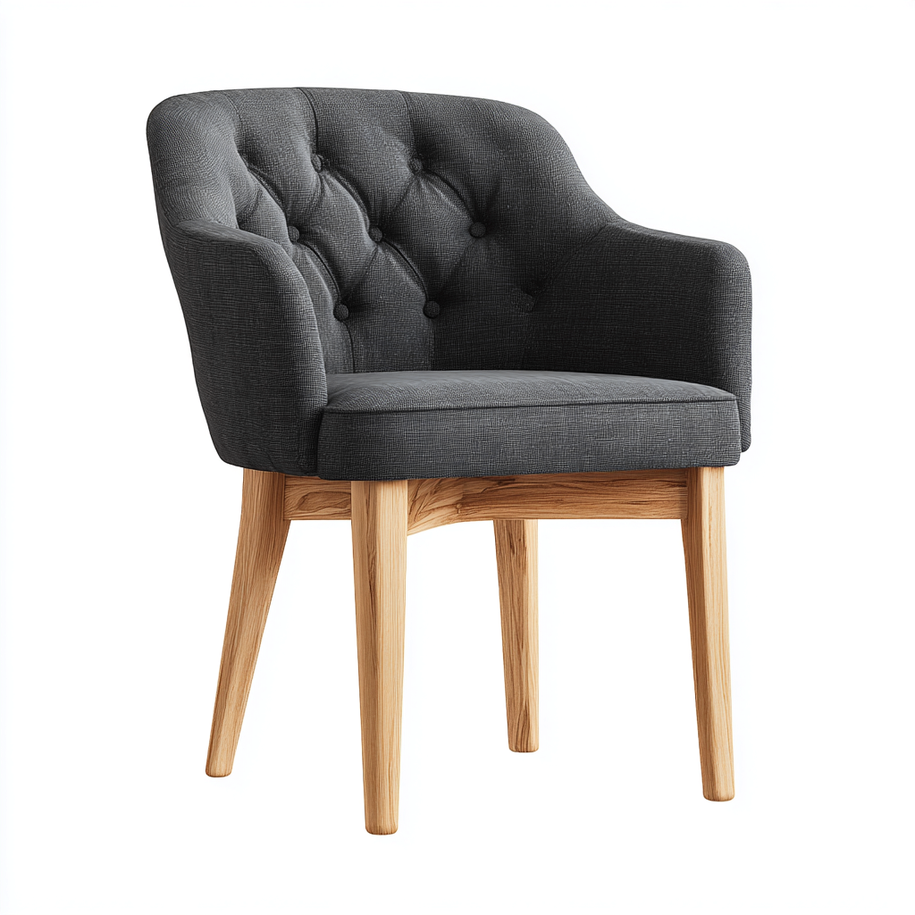 Sedia da pranzo imbottita tessuto 60x58x84 cm grigio - gambe in legno - design moderno-Styleive