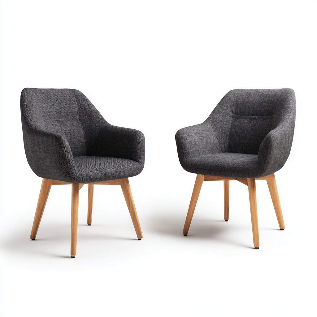 Sedia da pranzo imbottita tessuto 58x55x82 cm grigio - gambe in legno - design moderno-Styleive