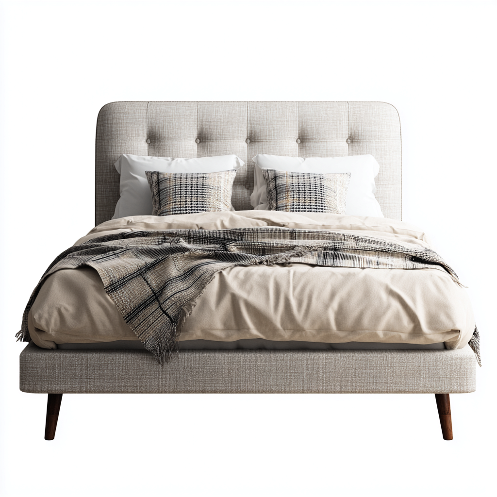 Letto matrimoniale tessuto 205x160x95 cm beige design moderno-Styleive