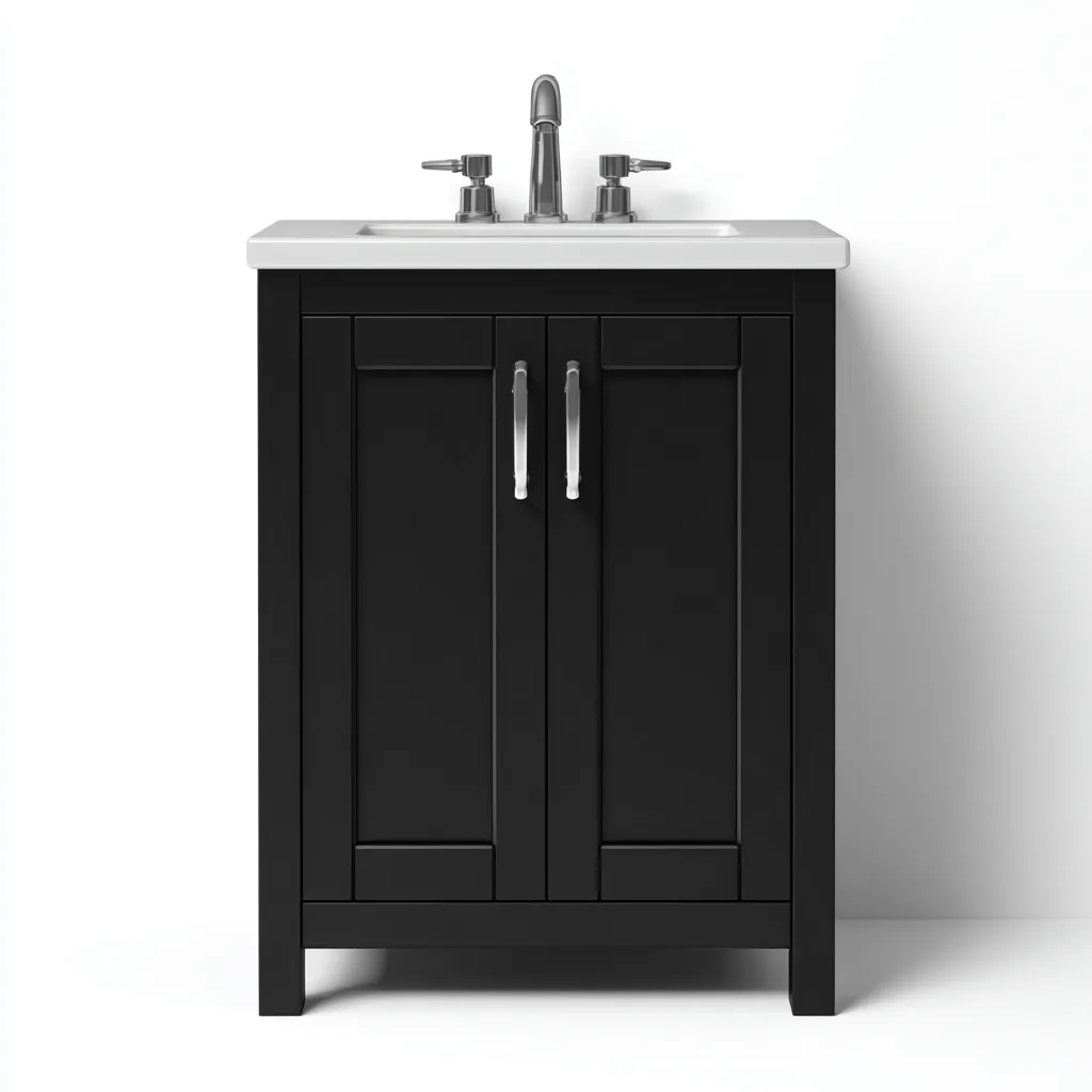 Mobile lavabo legno 60x45x85 cm nero con lavabo ceramica design moderno-Styleive