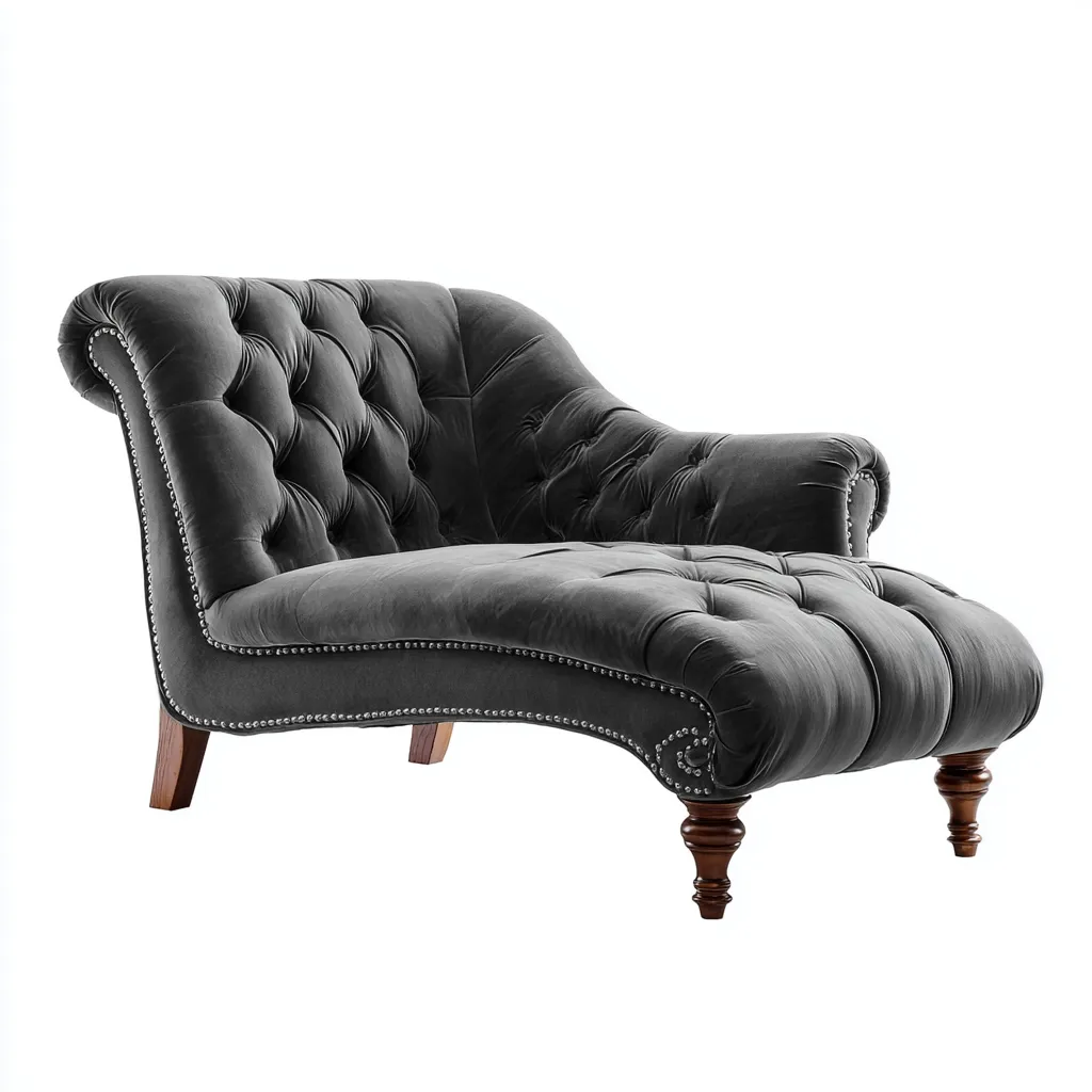 Chaise longue velluto 160x75x85 cm grigio design classico-Styleive