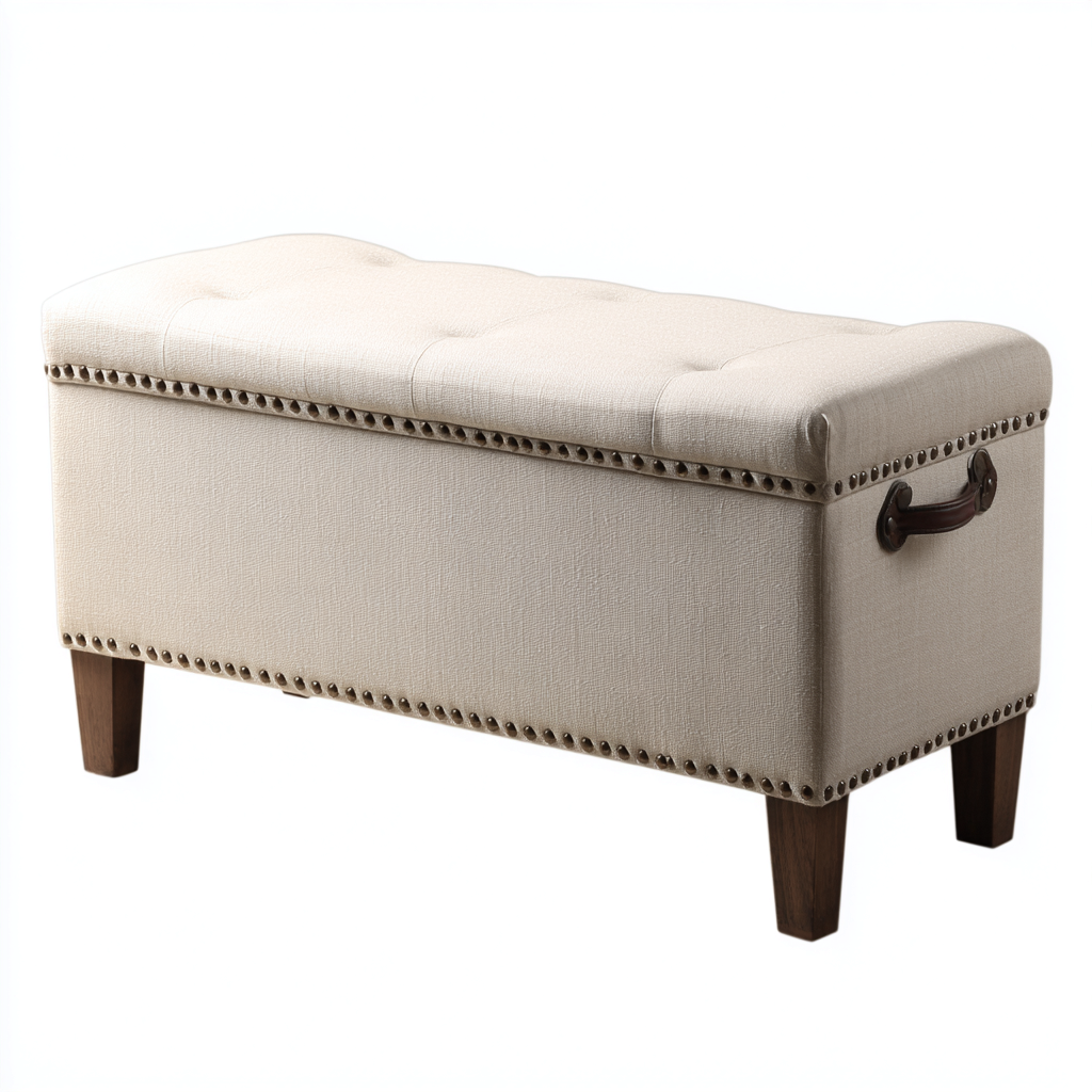 Panca per letto struttura imbottita con contenitore 120x40x50 cm - beige - stile moderno - adatto al soggiorno-Styleive