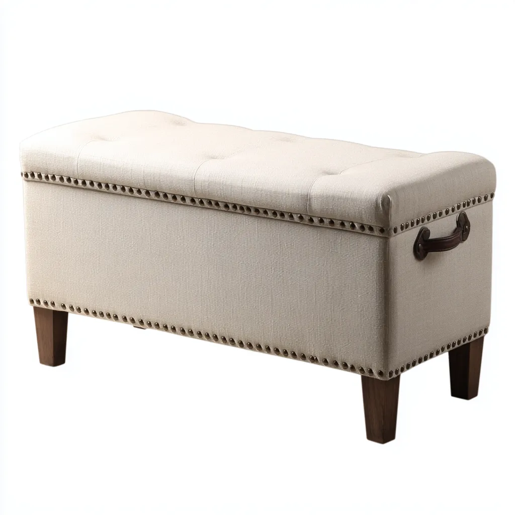 Panca per letto struttura imbottita con contenitore 120x40x50 cm - beige - stile moderno - adatto al soggiorno-Styleive