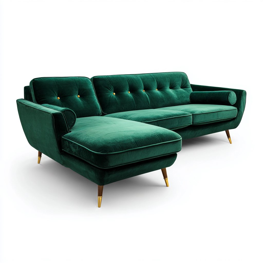 Divano angolare in tessuto 235x150x88 cm - verde smeraldo - design moderno-Styleive