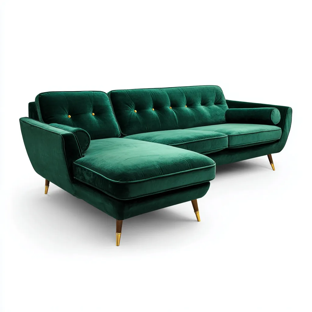 Divano angolare in tessuto 235x150x88 cm - verde smeraldo - design moderno-Styleive
