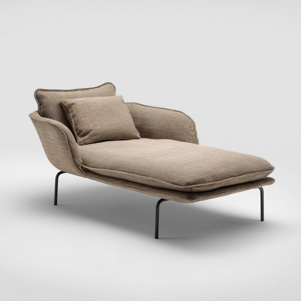 Chaise longue tessuto 160x80x85 cm - beige - design moderno-Styleive