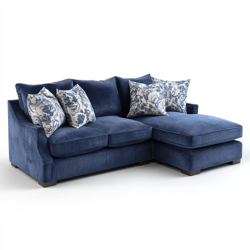 Divano angolare velluto a coste 238x160x90 cm - blu - design moderno-Styleive