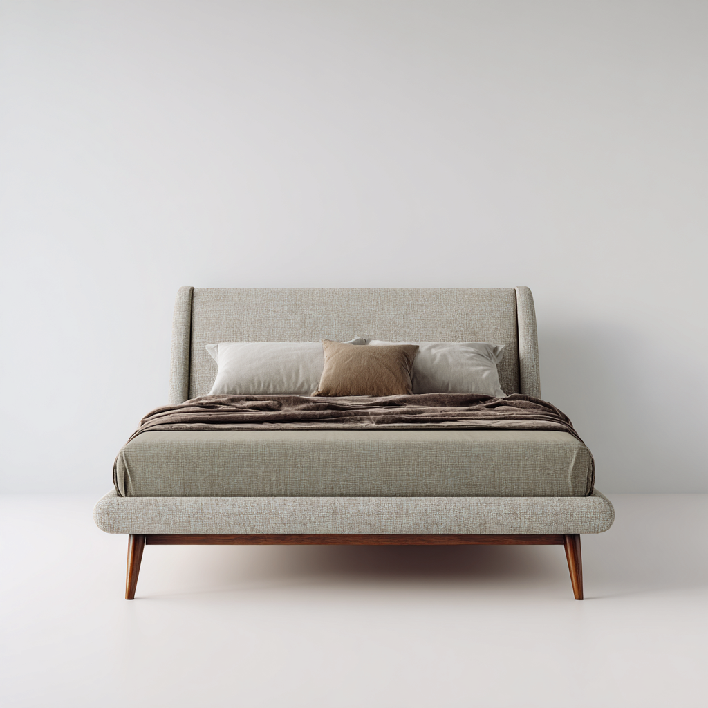 Letto matrimoniale tessuto-legno 200x160x110 cm beige design moderno-Styleive