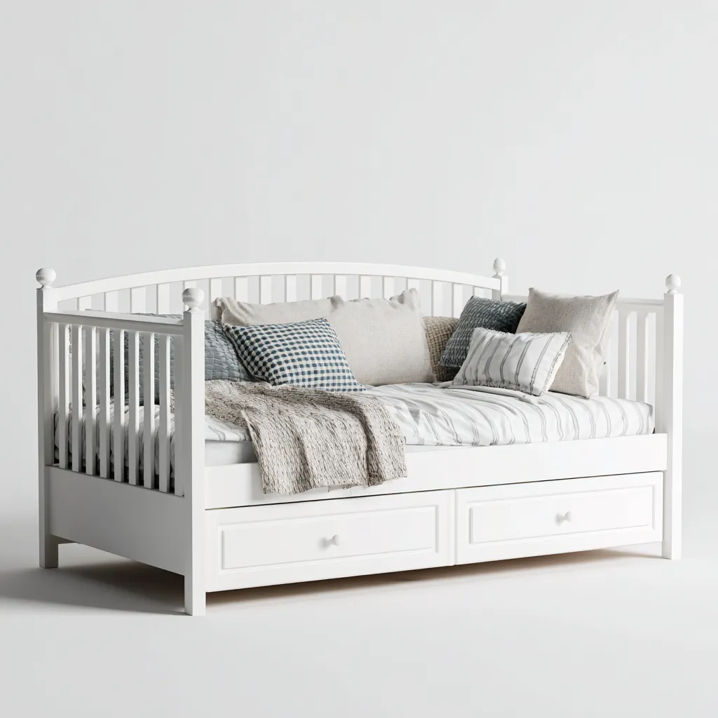 Divano letto struttura in legno con cassetti 210x100x95 cm - bianco - stile moderno - adatto al soggiorno-Styleive