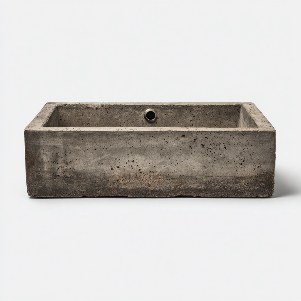 Lavabo cemento 50x34x14 cm grigio per bagno design moderno-Styleive