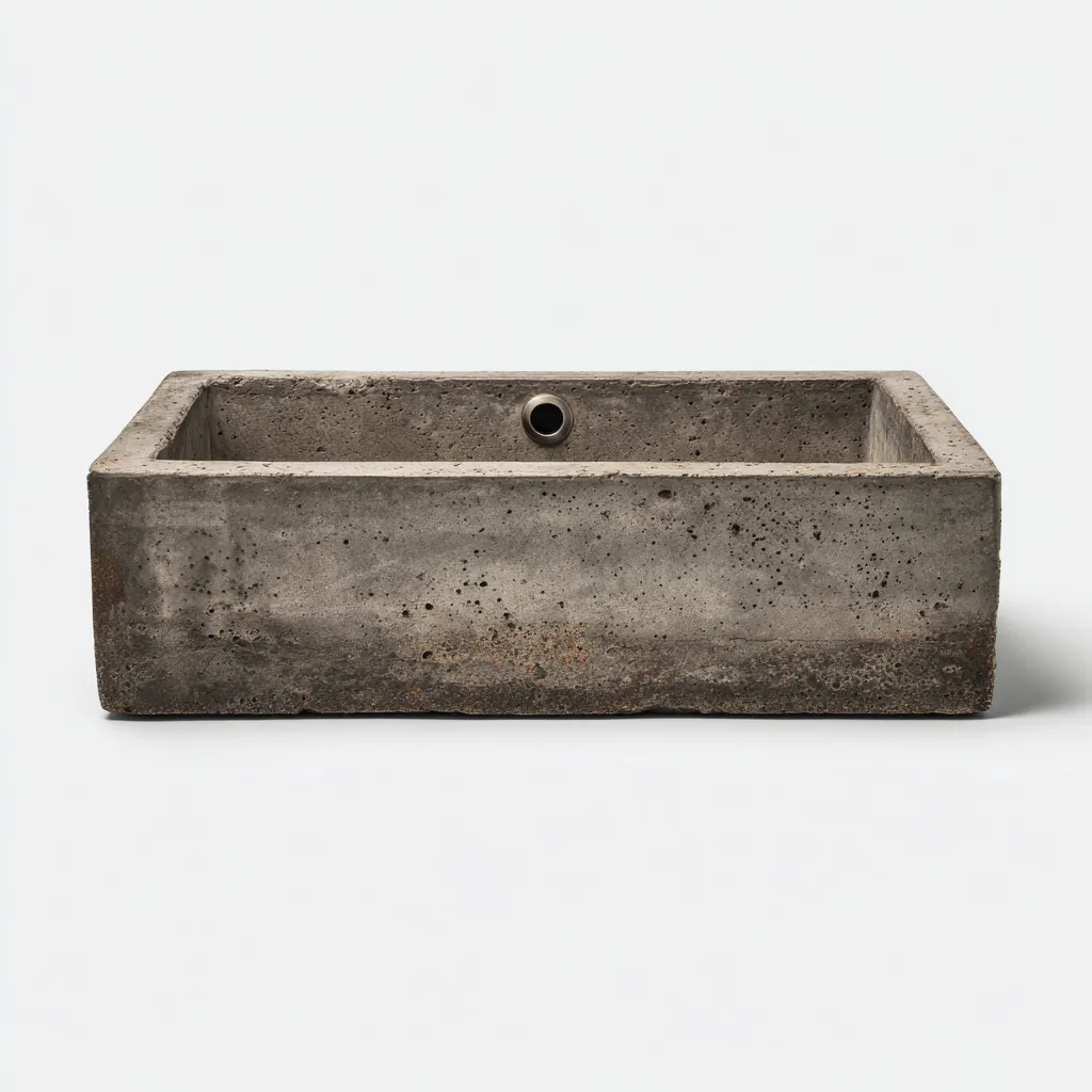 Lavabo cemento 50x34x14 cm grigio per bagno design moderno-Styleive