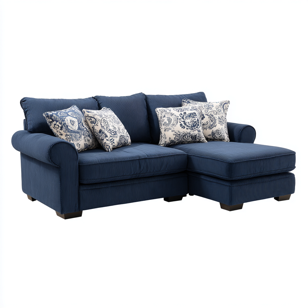 Divano angolare tessuto 280x175x90 cm - blu - design moderno-Styleive