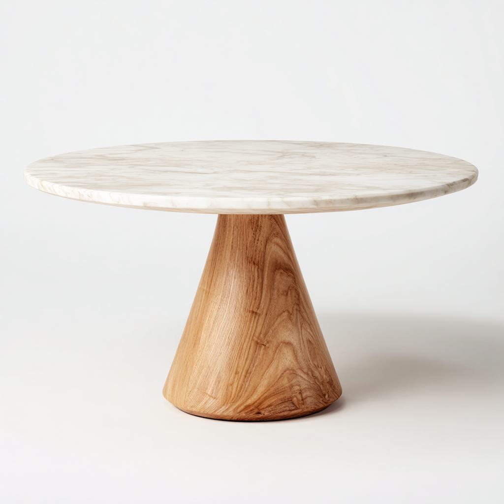 Tavolo da pranzo rotondo 130x130x75 cm - bianco-legno naturale - design moderno-Styleive