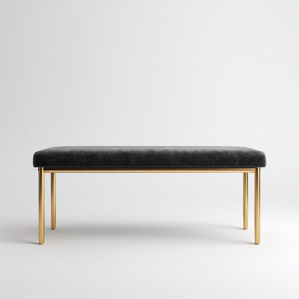 Panca per letto imbottita 115x40x47 cm nero-oro stile moderno-Styleive