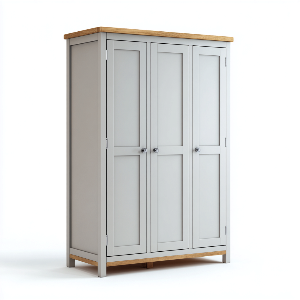 Armadio 120x55x190 cm - grigio-legno naturale - design moderno per camera-Styleive