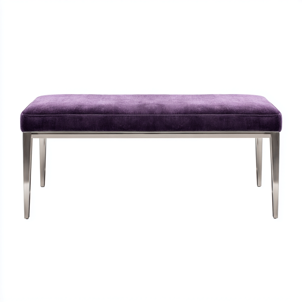 Panca per letto velluto-metallo 100x38x45 cm viola design moderno-Styleive