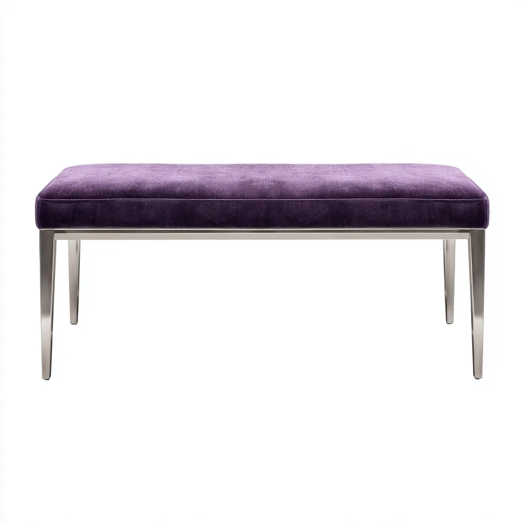 Panca per letto velluto-metallo 100x38x45 cm viola design moderno-Styleive