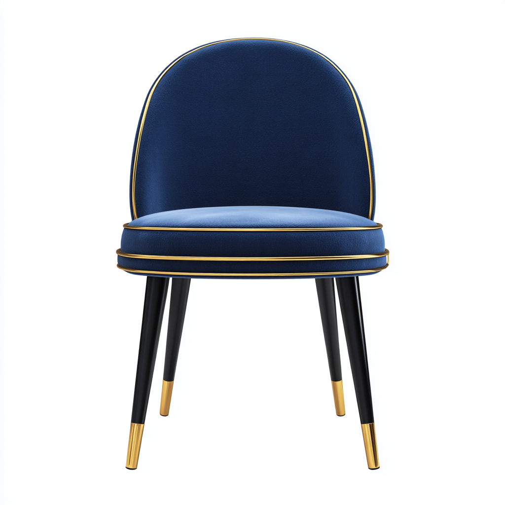 Sedia da pranzo imbottita velluto 48x52x85 cm blu - gambe metalliche - design moderno-Styleive