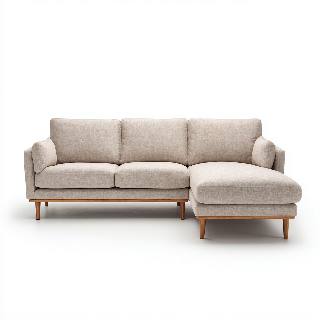 Divano angolare in tessuto 255x155x85 cm beige per soggiorno design moderno-Styleive