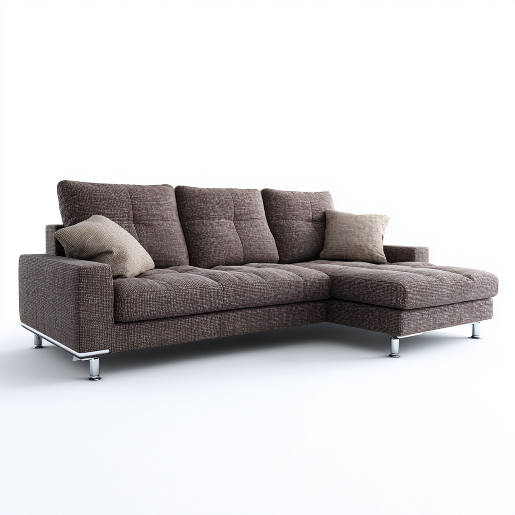 Divano angolare in tessuto 260x160x85 cm marrone per soggiorno design moderno-Styleive