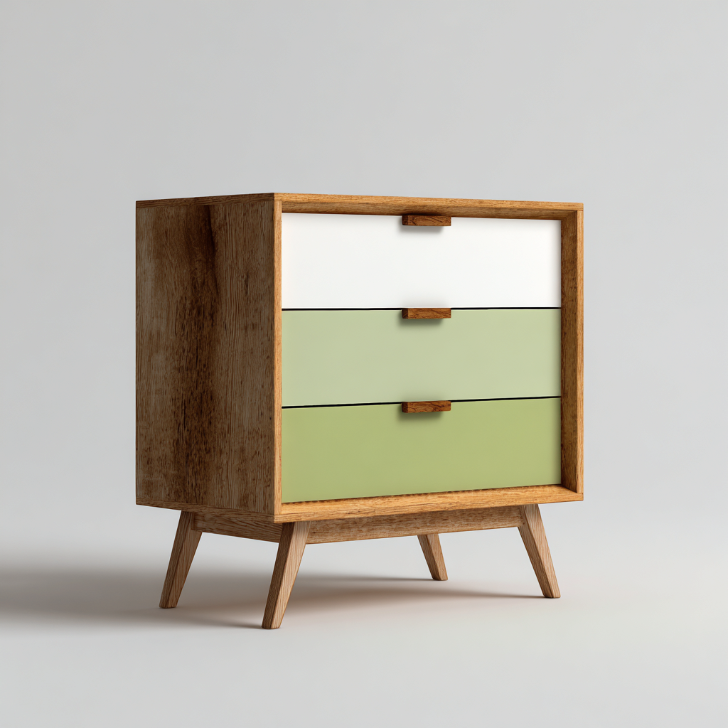 Cassettiera legno 60x35x80 cm bianco-verde design moderno-Styleive