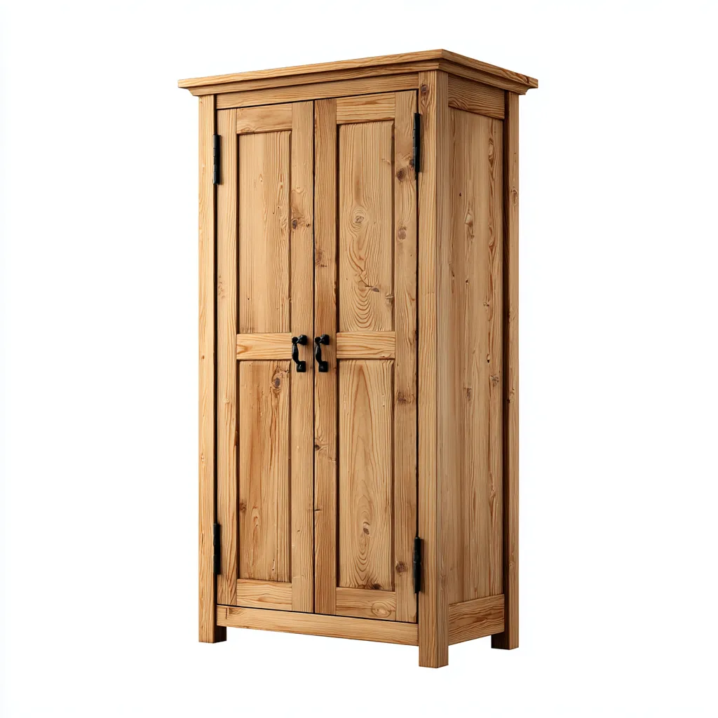 Armadio in legno 120x55x190 cm - naturale - design rustico per camera da letto-Styleive