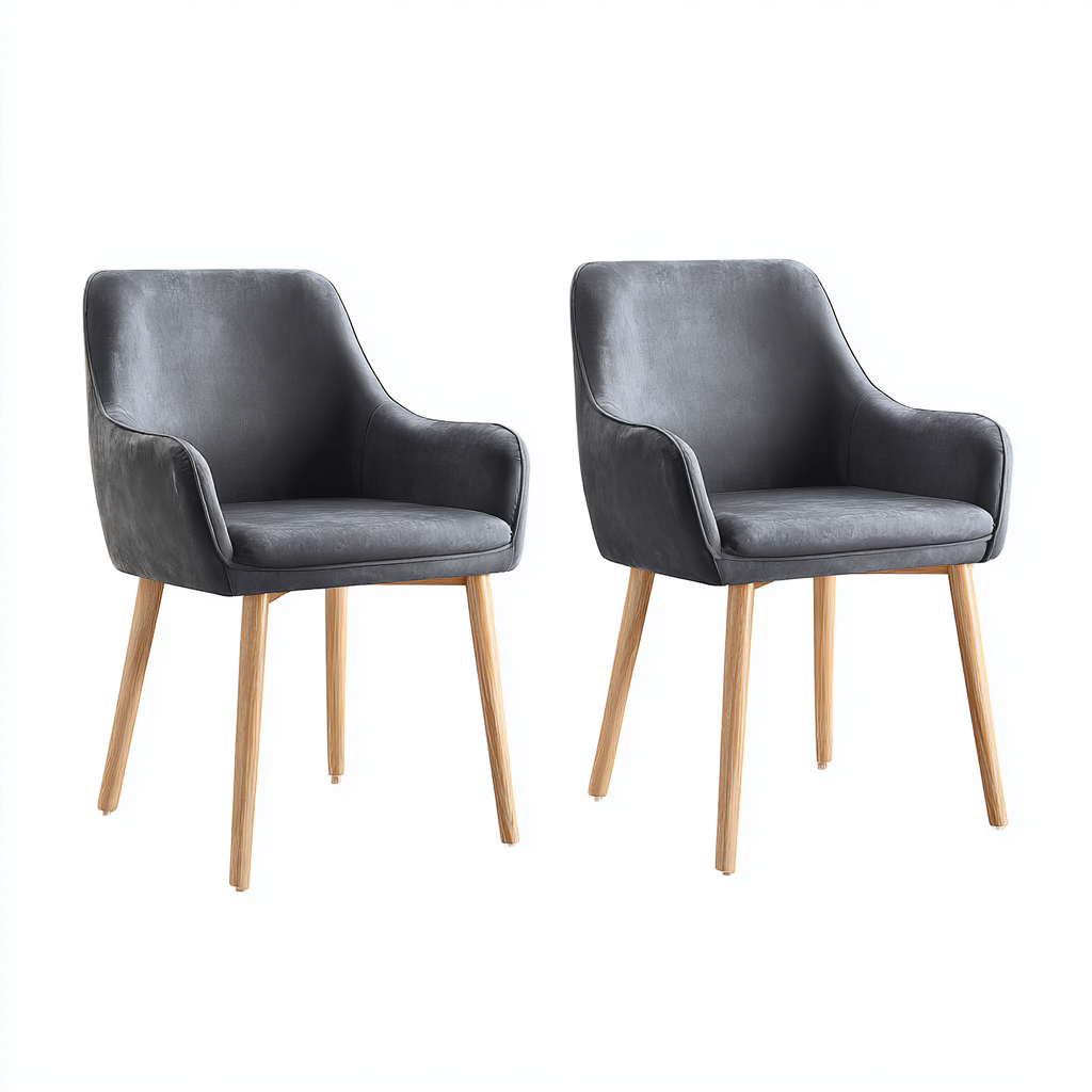 Sedia da pranzo imbottita con braccioli 58x60x84 cm - grigio - stile moderno - adatto al soggiorno-Styleive