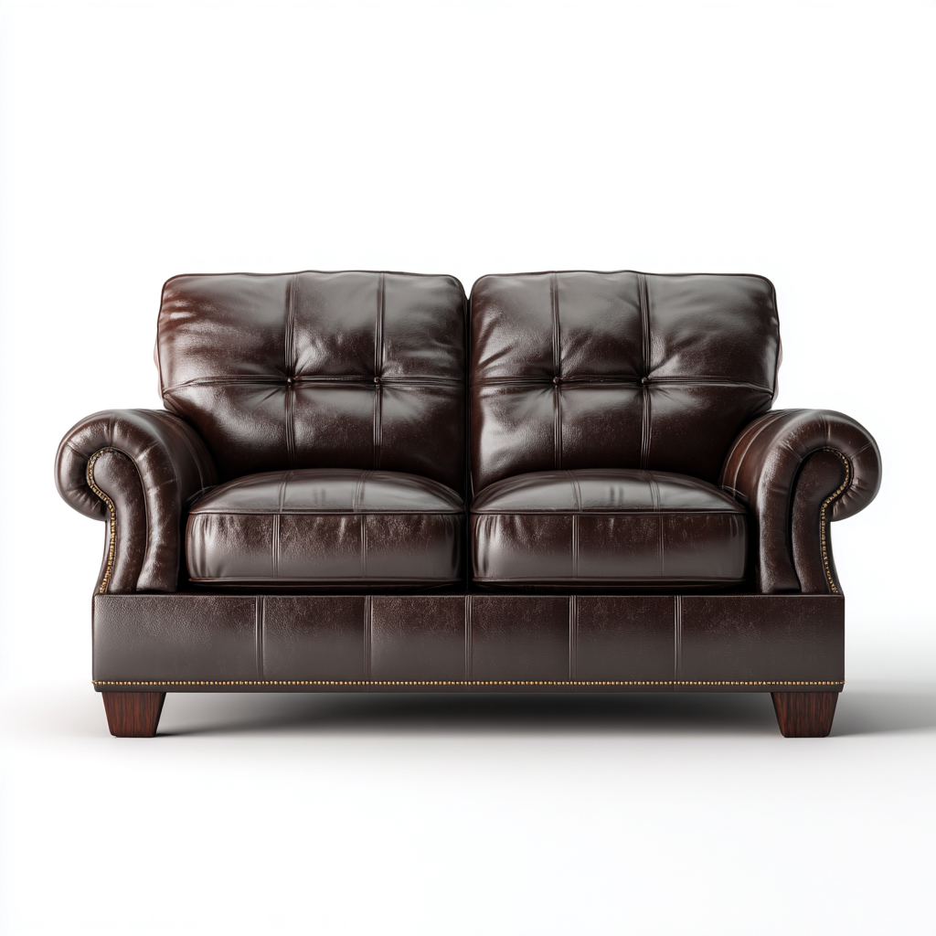 Divano a due posti in pelle 160x90x88 cm - marrone scuro - stile classico - per soggiorno-Styleive