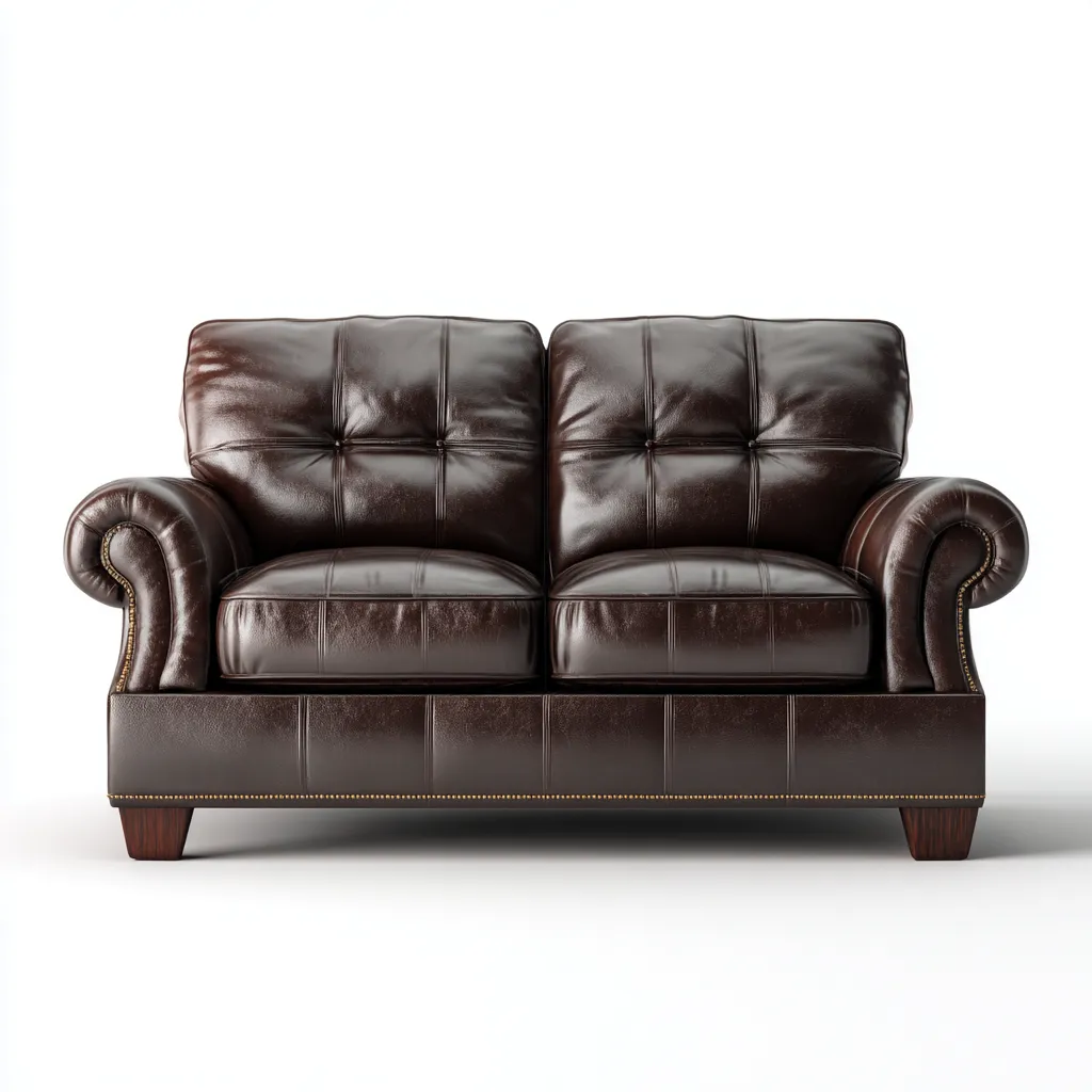 Divano a due posti in pelle 160x90x88 cm - marrone scuro - stile classico - per soggiorno-Styleive