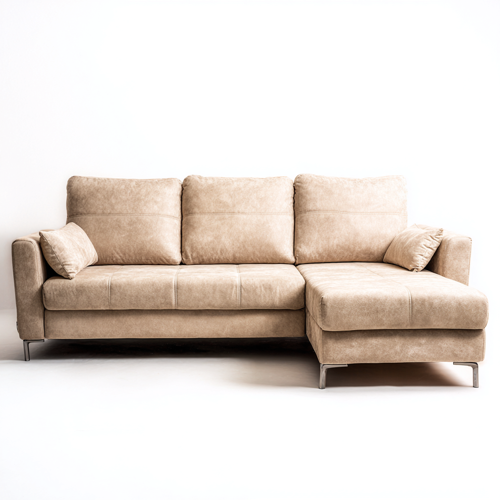 Divano angolare similpelle 240x155x92 cm - beige - design moderno-Styleive