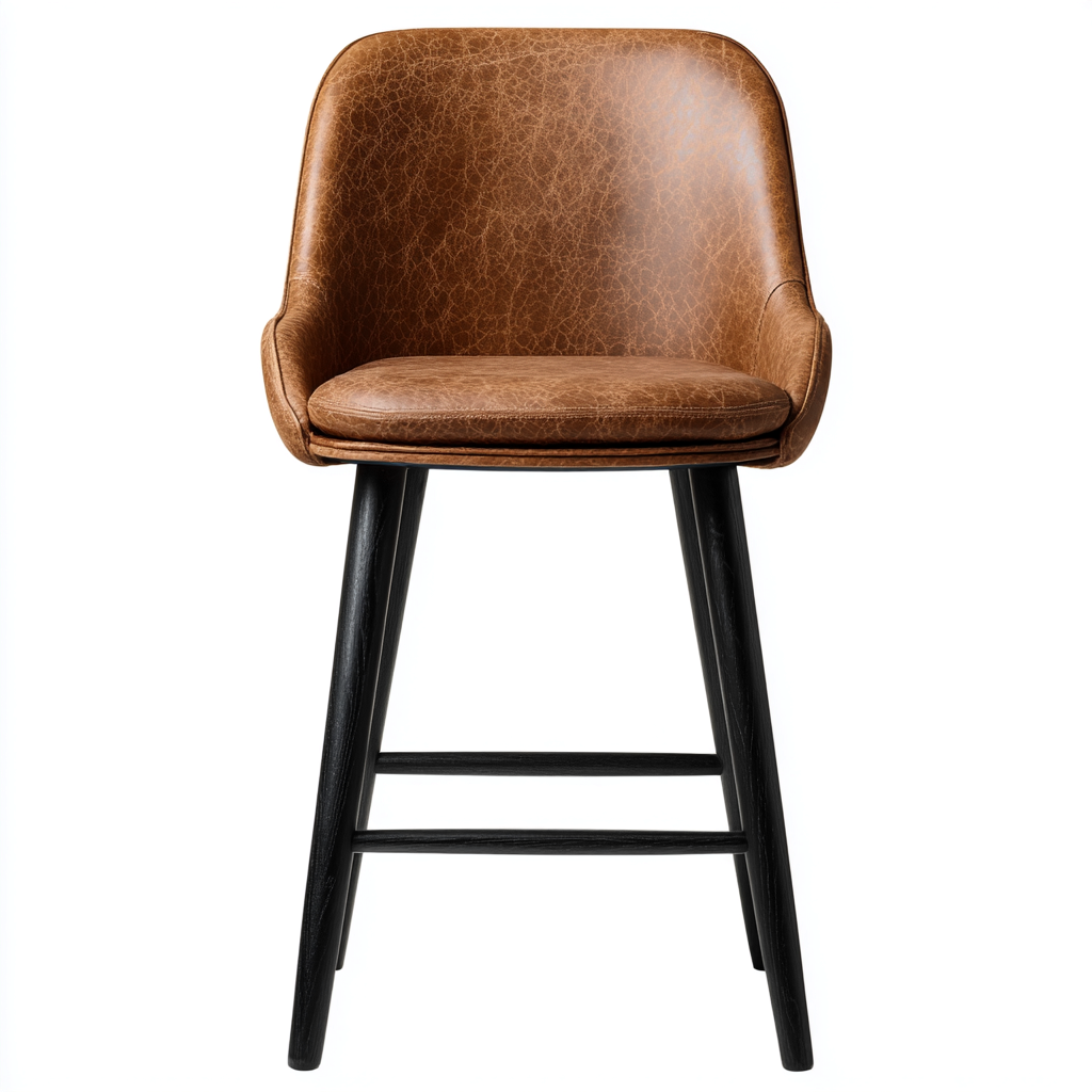Sgabello da bar similpelle 48x50x95 cm marrone gambe nere stile moderno-Styleive