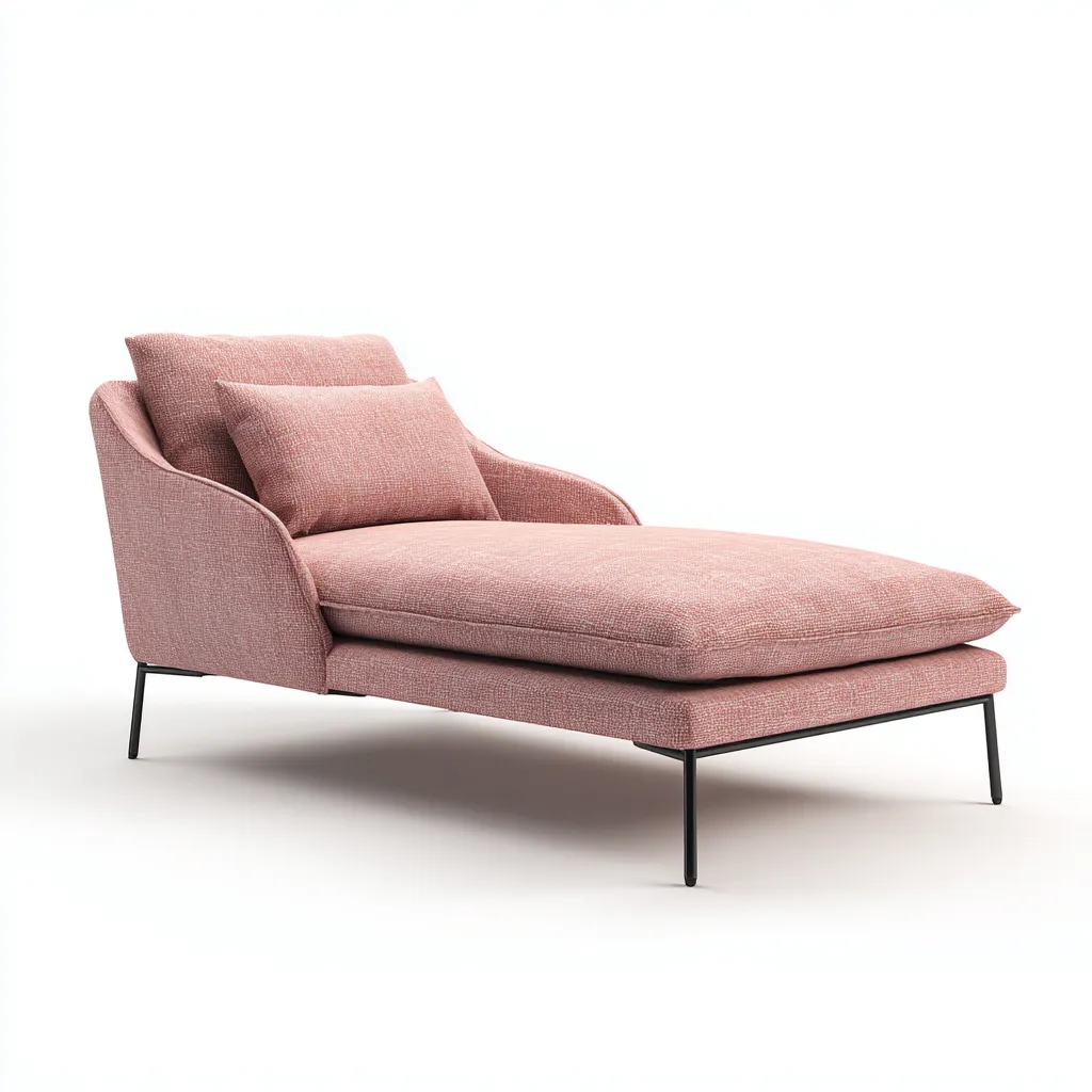 Chaise longue tessuto 165x70x83 cm rosa - design moderno - struttura in metallo-Styleive