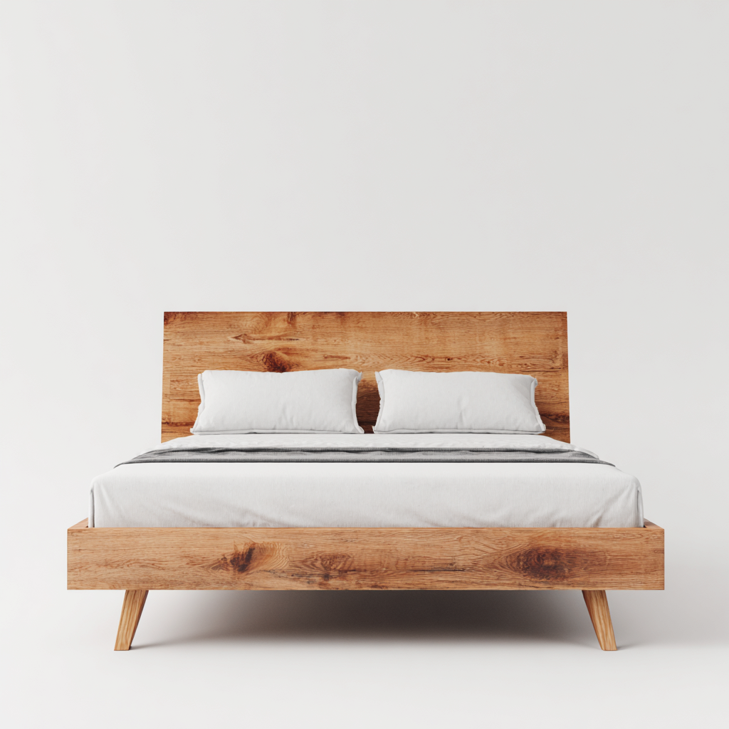 Letto matrimoniale legno 212x168x100 cm legno naturale design moderno-Styleive