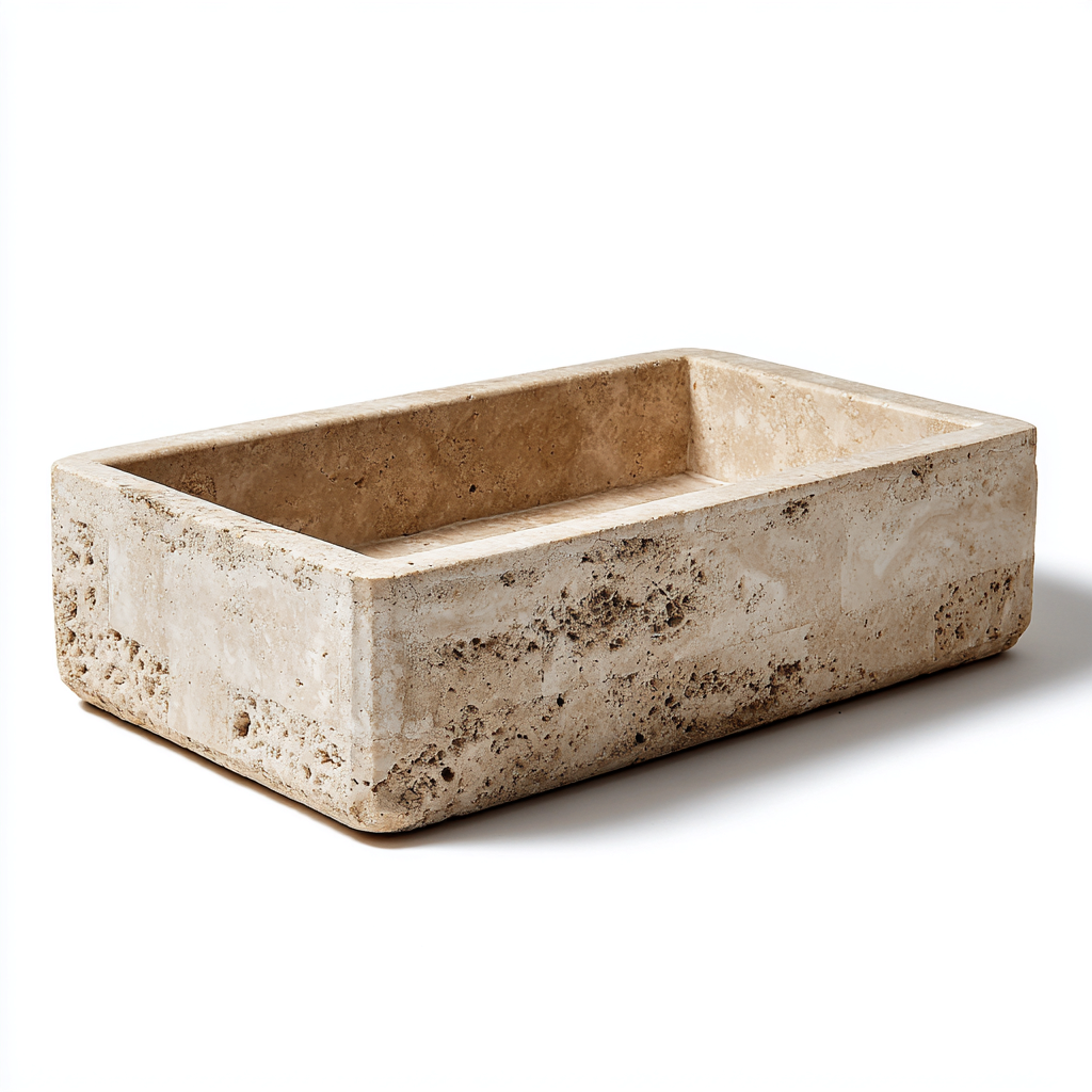 Lavabo pietra 55x35x12 cm beige design moderno-Styleive