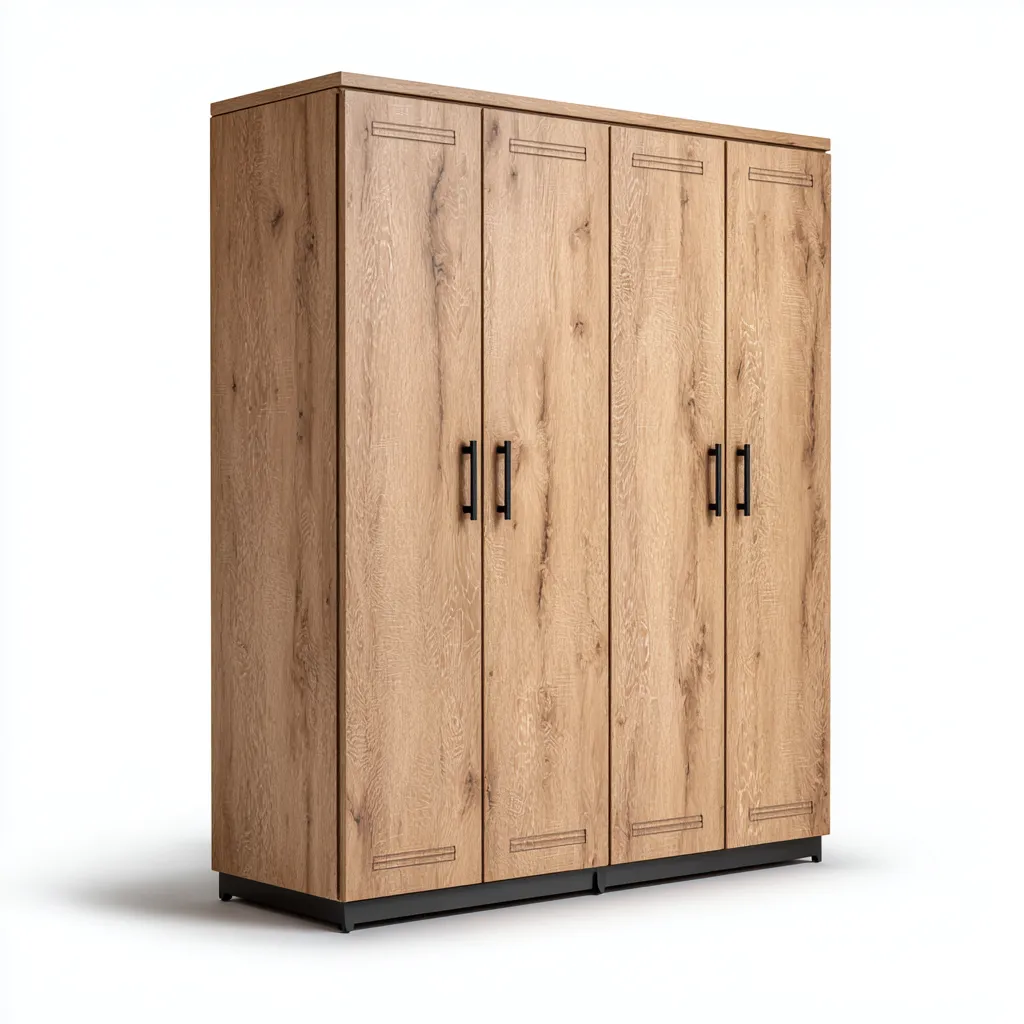 Armadio legno 160x55x190 cm legno naturale 4 ante design moderno-Styleive