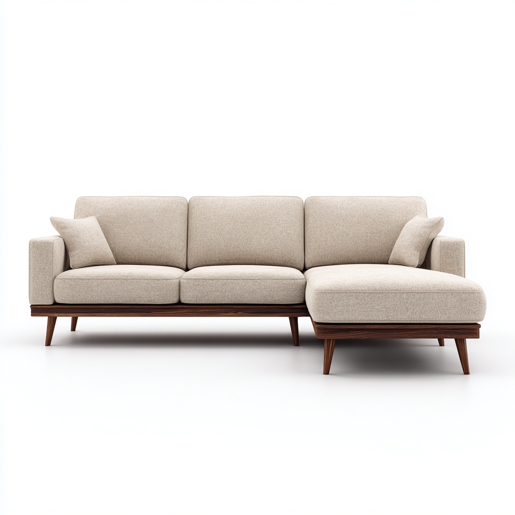 Divano angolare in tessuto 255x155x88 cm - beige - design moderno-Styleive