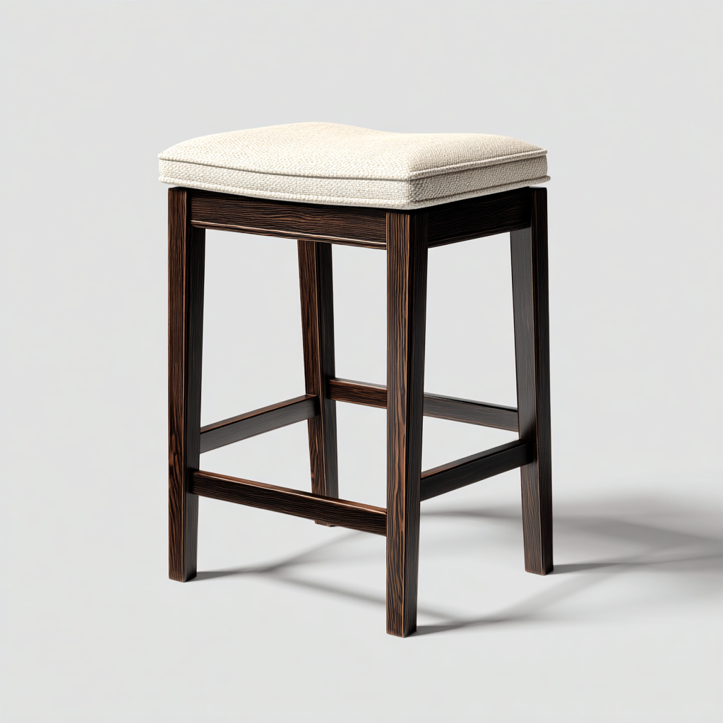 Sgabello da bar in tessuto 45x45x97 cm - beige-legno scuro - design moderno-Styleive