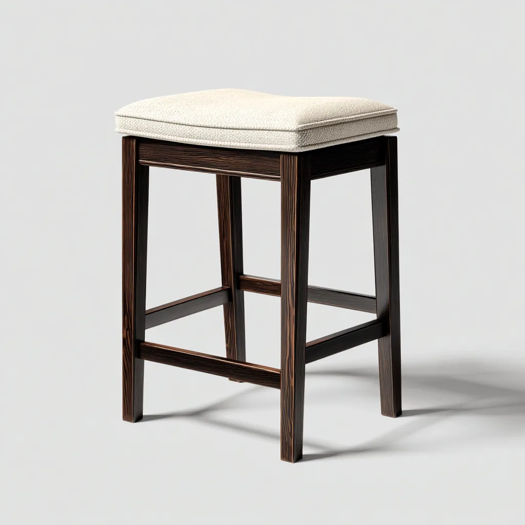 Sgabello da bar in tessuto 45x45x97 cm - beige-legno scuro - design moderno-Styleive